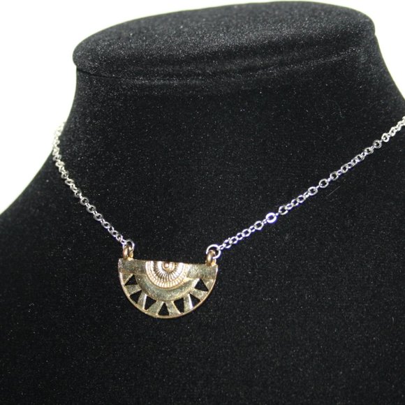 Silver and gold Aztec style choker necklace